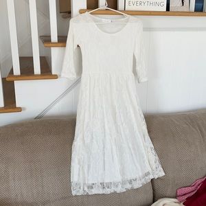 Timeless white lace midi dress!